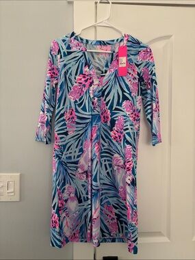 Lilly Pulitzer Daphne Dress in Peacock Blue & Hot Pink